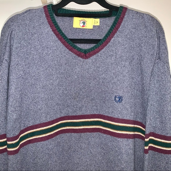 Vintage Duck Head Gray V Neck Striped Sweater XL - Picture 2 of 6